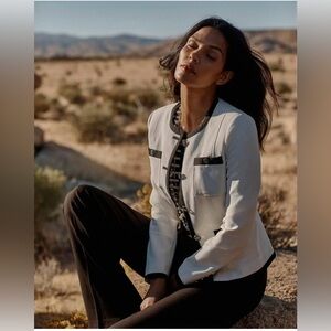 WHBM® Colorblock Stylist Jacket size 10 Color Ecru (white)